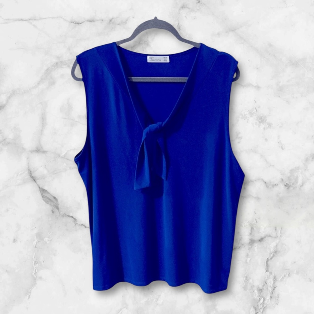 89th & Madison Royal Blue sleeveless blouse size XXL polyester blend